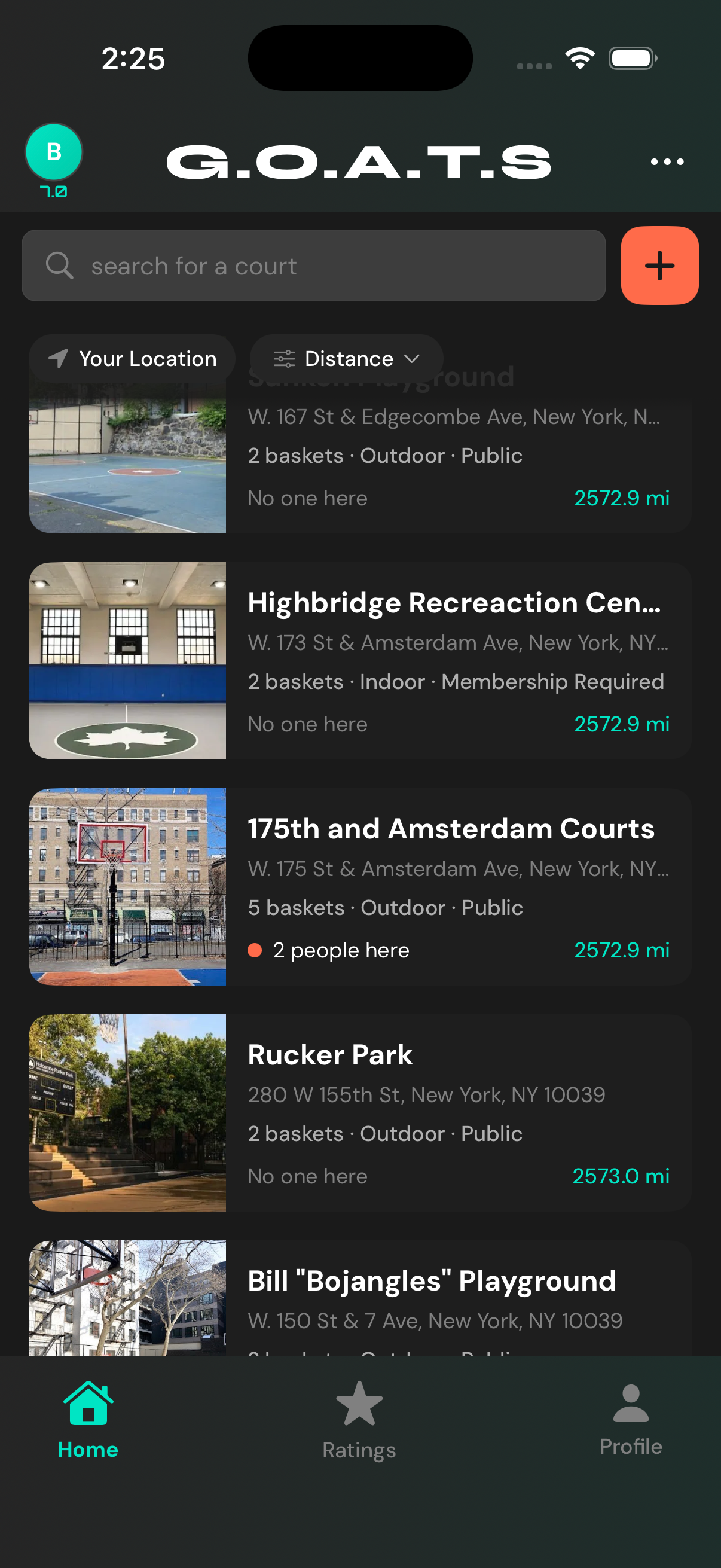 G.O.A.T.S courts list